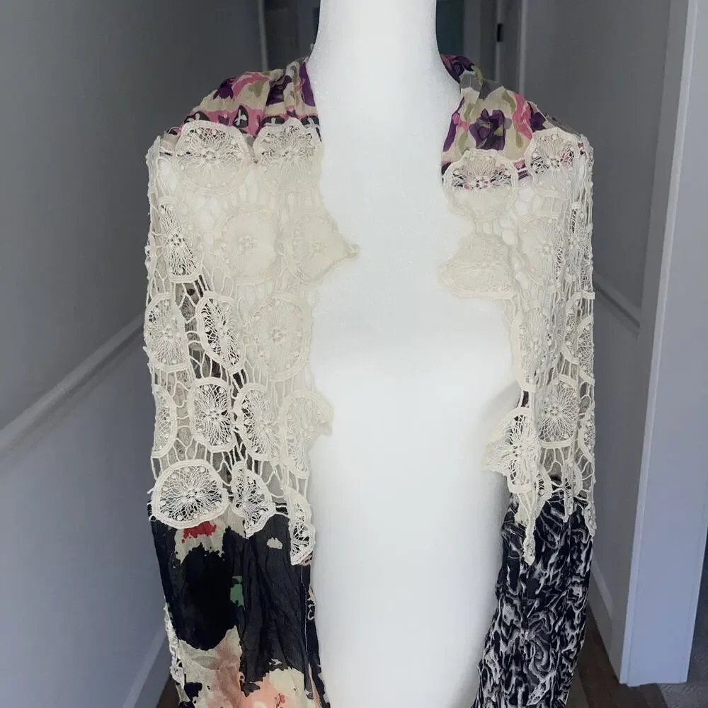 Anthropologie Vismaya Patchwork Crochet Infinity Scarf Boho Artsy 25